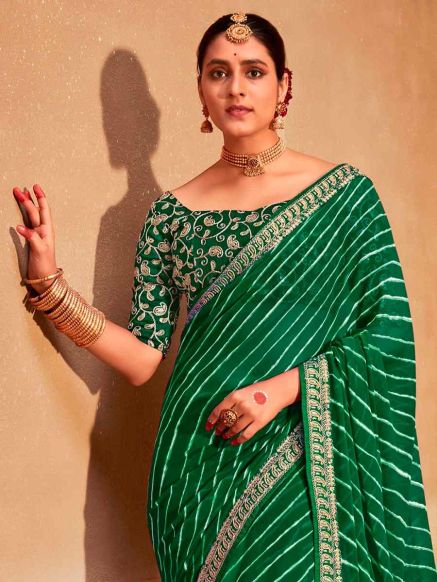 Stylish Women Bandhani Georgette Saree with Digital Print - Unstitched Blouse for Custom Fit Manufacturers  in Delhi