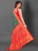 Teal and Red Pochampally Cotton Blend Saree with Floral Print and Woven Design Border – Traditional Indian Wear Manufacturers  in Delhi