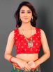 Teal and Red Pochampally Cotton Blend Saree with Floral Print and Woven Design Border – Traditional Indian Wear Manufacturers  in Delhi