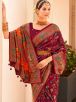 Traditional Burgundy Kashmiri Jamewar Handloom Silk Saree with Printed Work for Festive and Party Occasions Manufacturers  in Delhi