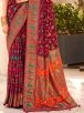 Traditional Burgundy Kashmiri Jamewar Handloom Silk Saree with Printed Work for Festive and Party Occasions Manufacturers  in Delhi