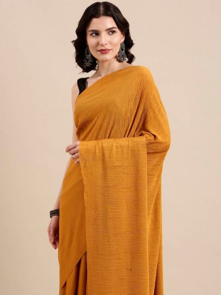 Traditional Golden Bollywood Knitted Saree with Woven Work and Abstract Print Manufacturers  in Delhi
