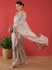 Traditional Grey and Pink Floral Brasso Saree with Embellished Border - Indian Festive Wear Manufacturers  in Delhi