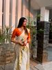 Traditional White and Golden Cotton Mundum Neriyathum Saree with Mundu Colored Border Manufacturers  in Delhi