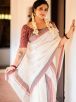 Traditional White Cotton Mundum Neriyathum Saree with Settu Mund Design and Colored Border Manufacturers  in Delhi